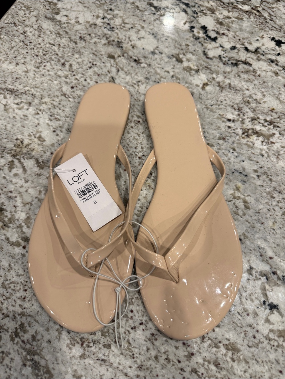 LOFT Beige Patent Flip Flop Sandals